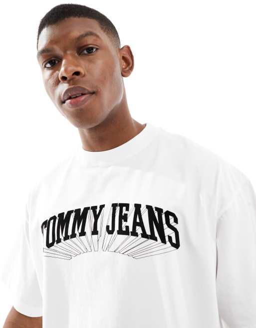 Tommy Jeans collegiate logo oversized t shirt in white ASOS