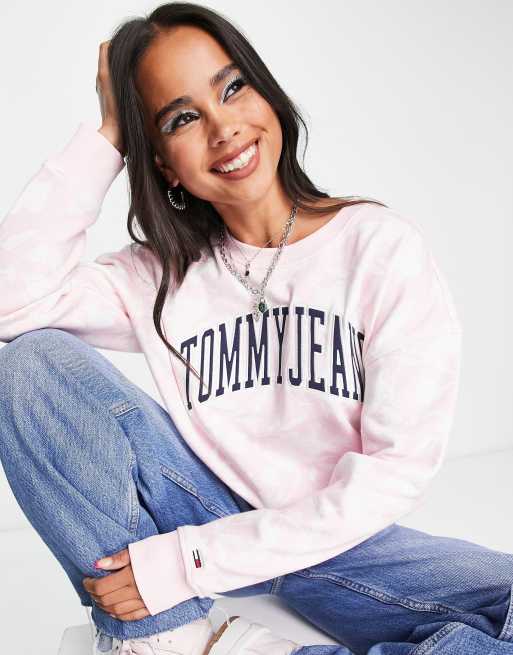 Pink tommy jeans sweatshirt sale