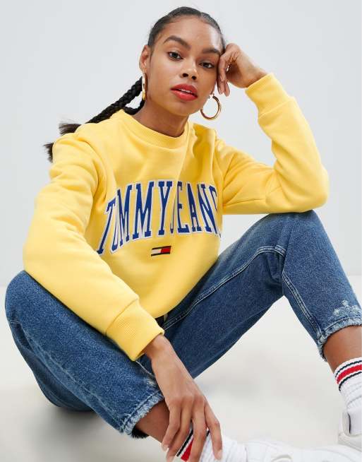 Tommy jeans collegiate logo sweatshirt new arrivals