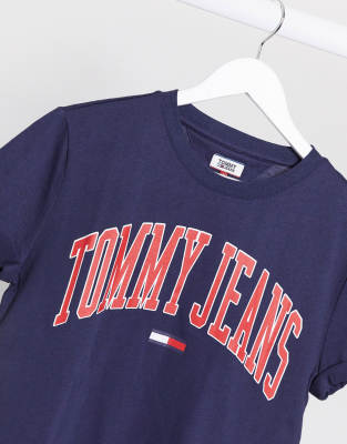 Tommy Jeans Collegiate Logo T-shirt in Navy | ASOS