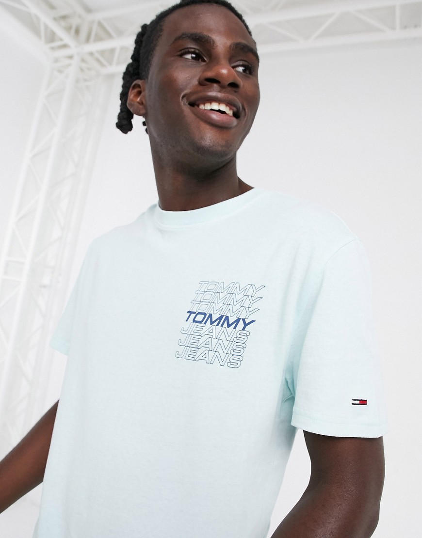 Tommy Jeans color block chest panel logo t-shirt in navy