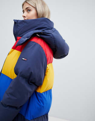 tommy jeans colourblock oversize padded coat