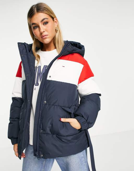 Tommy jeans colour block puffer sales jacket