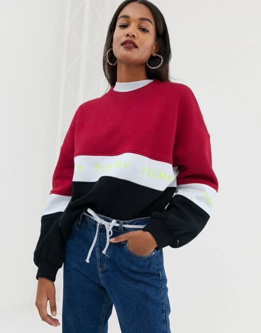 Tommy jeans best sale colorblock sweatshirt