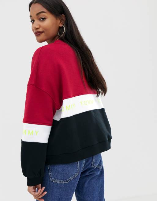 Tommy jeans colour block hotsell logo sweatshirt