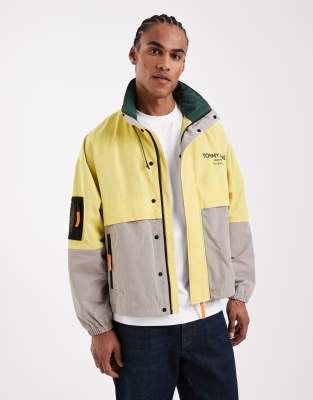 Tommy Jeans Color Block Winndbreaker Jacket In Yellow