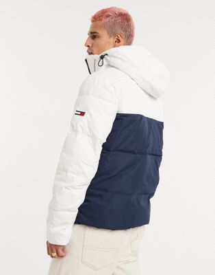 tommy jeans long colorblock puffer