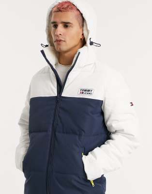 tommy jeans colorblock puffer jacket