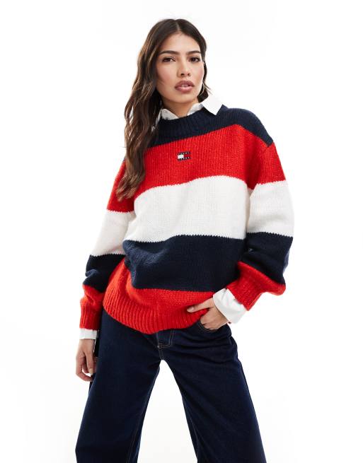 Tommy jeans colourblock on sale stripe logo sweatshirt