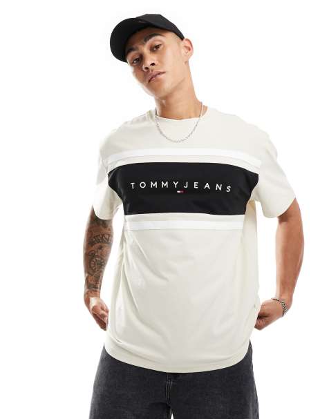 Tommy Jeans colorblock t-shirt in beige - view 1