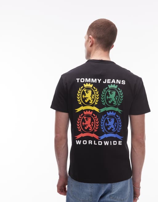 Tommy Jeans colorful crest logo t-shirt with backprint graphic in black, 2 of 4