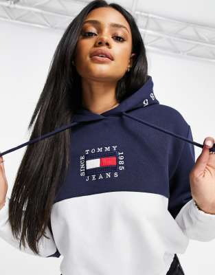 tommy jeans colour block logo sweatshirt