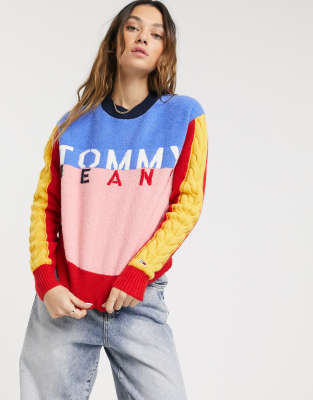 Tommy Jeans colour block knit jumper | ASOS