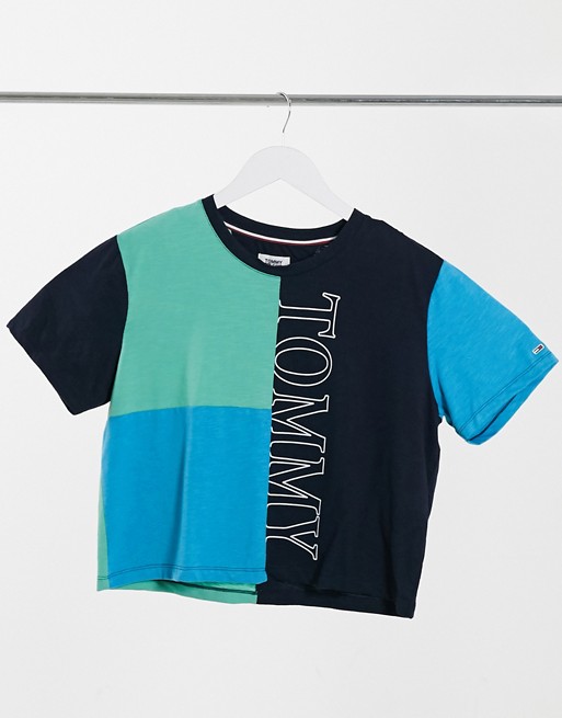 Tommy Jeans colour-block logo t-shirt in multi