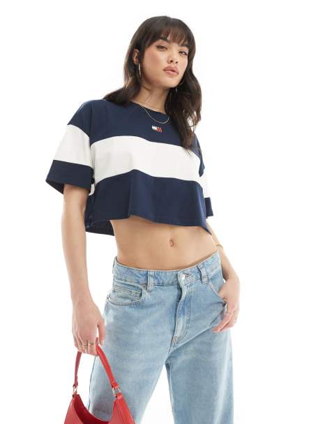 Tommy Jeans colour block oversized t-shirt in navy - view 1