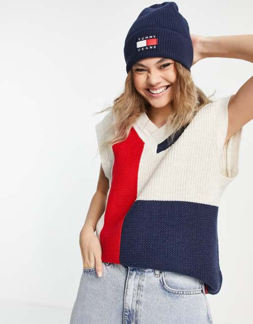 Tommy Jeans colour block sweater vest in multi ASOS