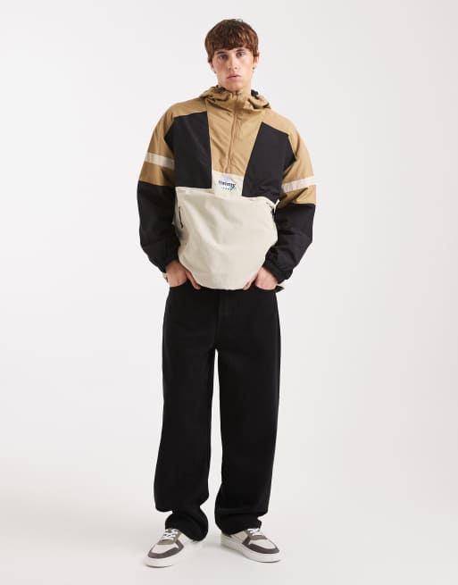 Tommy Jeans colour block water proof anorak with hood in brown and black, 2 of 5