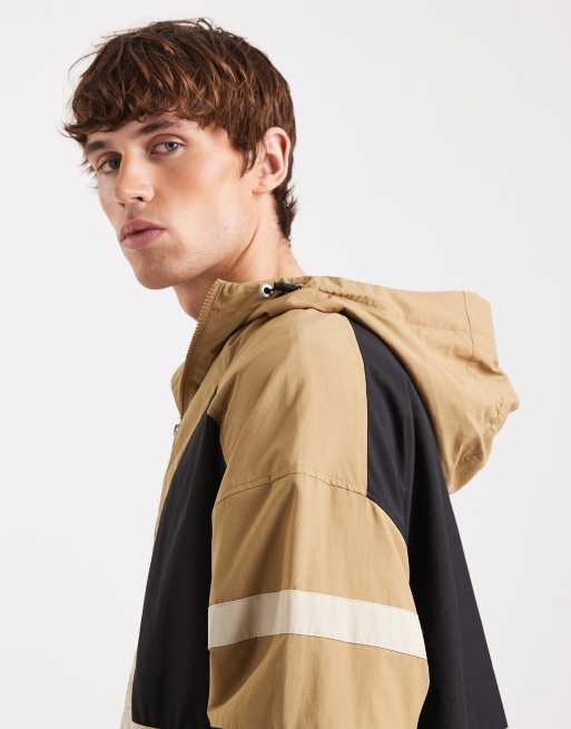 Tommy Jeans colour block water proof anorak with hood in brown and black, 4 of 5