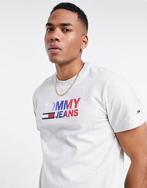 Tommy Jeans colour corp logo t-shirt in silver grey marl | ASOS