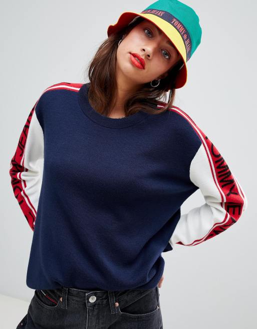 Tommy jeans cheap colour block jumper