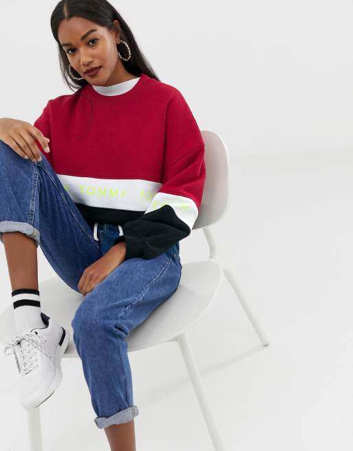 Tommy Jeans colourblock stripe logo sweatshirt ASOS