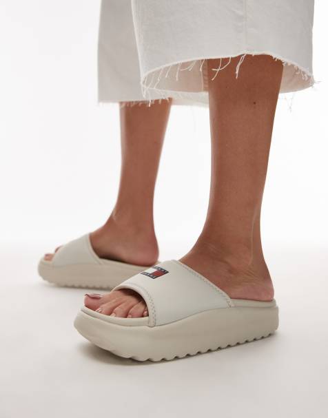 Tommy Jeans comfy pool sliders in off white - view 1