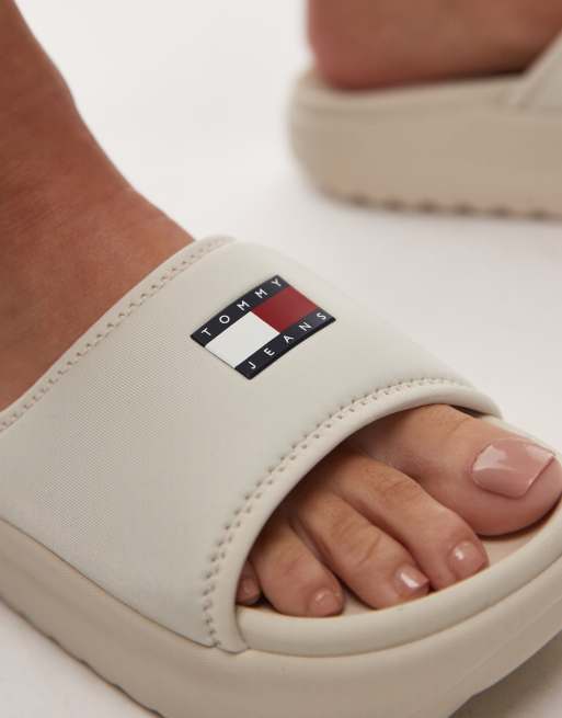 Tommy Jeans comfy pool sliders in off white ASOS