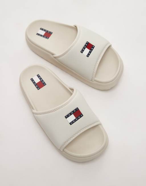 Tommy Jeans comfy pool sliders in off white ASOS
