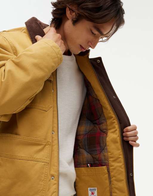 Tommy Jeans Contrast collar relaxed utility jacket in ancient grain, 4 of 7
