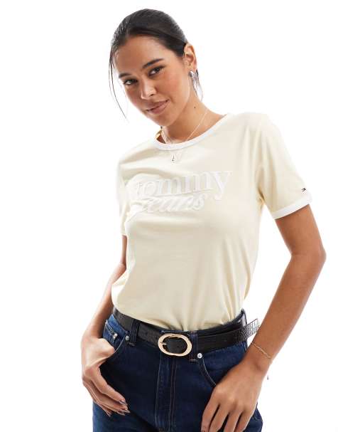 Tommy Jeans Contrast logo relaxed t-shirt in light yellow - view 1