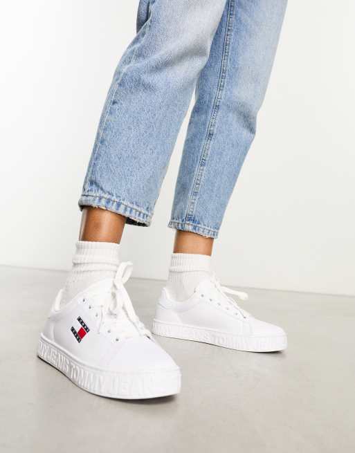 Tommy Jeans flatform essential sneakers in white