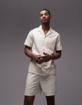 [Tommy Jeans] Tommy Jeans cord camp shirt in beige-Neutral Chest 36-38 Desert Sand Dune