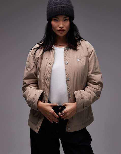 Tommy Jeans cord collar chore jacket in beige