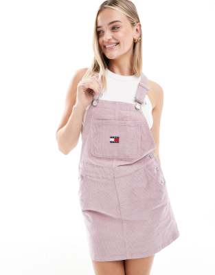 Tommy Jeans - Cord-Latzkleid in verwaschenem Rosa