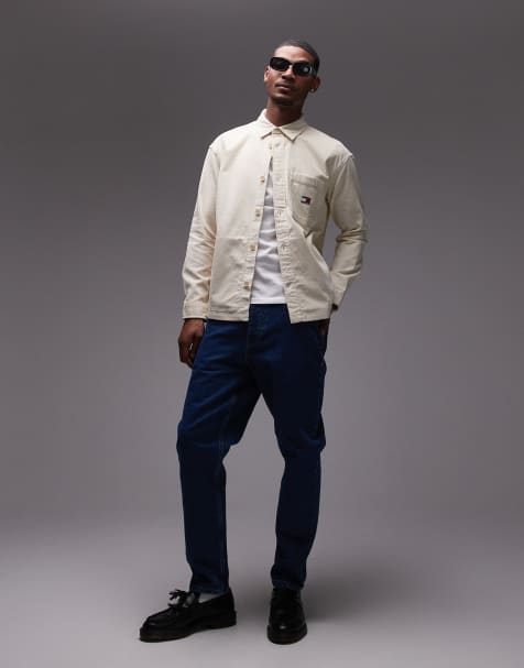 Tommy Jeans cord overshirt in beige - view 1
