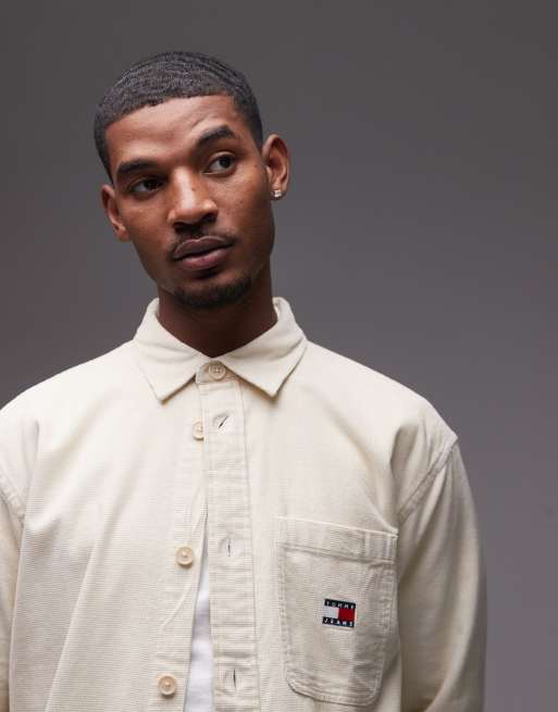 Tommy Jeans cord overshirt in beige, 2 of 4