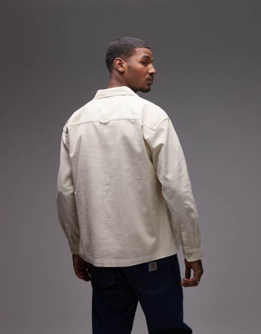 Tommy Jeans cord overshirt in beige, 3 of 4