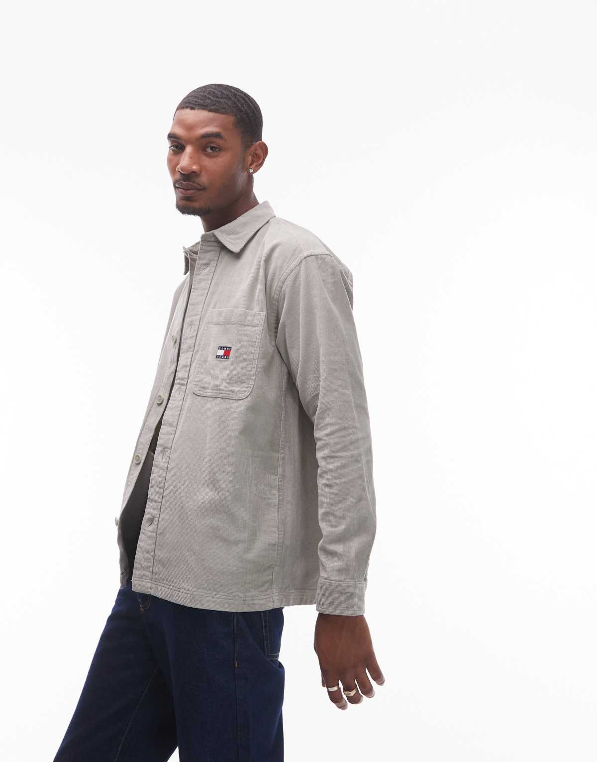 Tommy Jeans cord overshirt in sage green