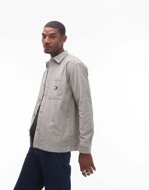 Tommy Jeans corduroy overshirt in sage green - view 1