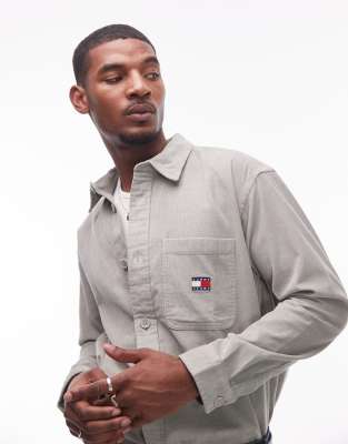 Tommy Jeans Corduroy Overshirt In Gray