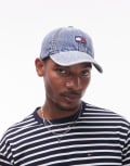 [Tommy Jeans] Tommy Jeans core flag denim cap in indigo blue One Size DARK INDIGO DENIM