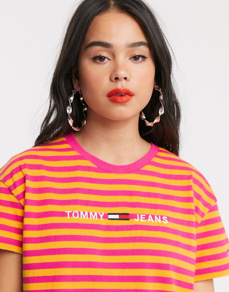 Tommy Jeans - Corp - Gestreept T-shirt met logo-Roze