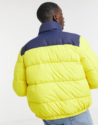 tommy jeans yellow oversized hooded puffer jacket