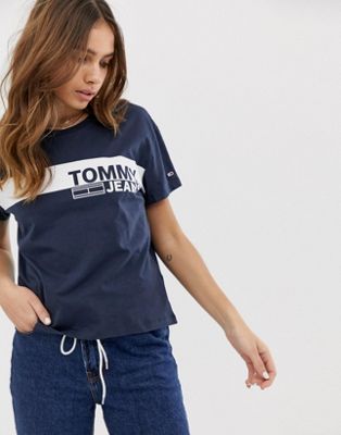 Tommy Jeans - Corporate - T-shirt met strepen op de borst in biologisch katoen-Multi
