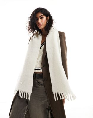 Tommy Jeans cosy knit scarf in ivory