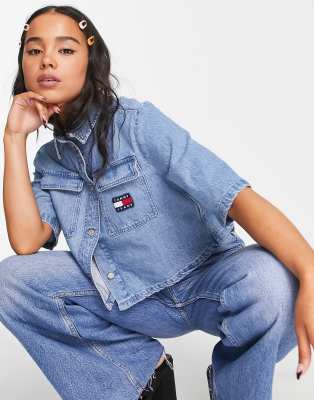 denim long sleeve shirt womens