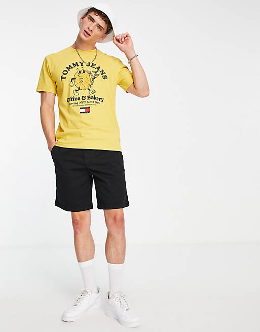 Tommy Jeans cotton bagel shop t-shirt in yellow - YELLOW | ASOS
