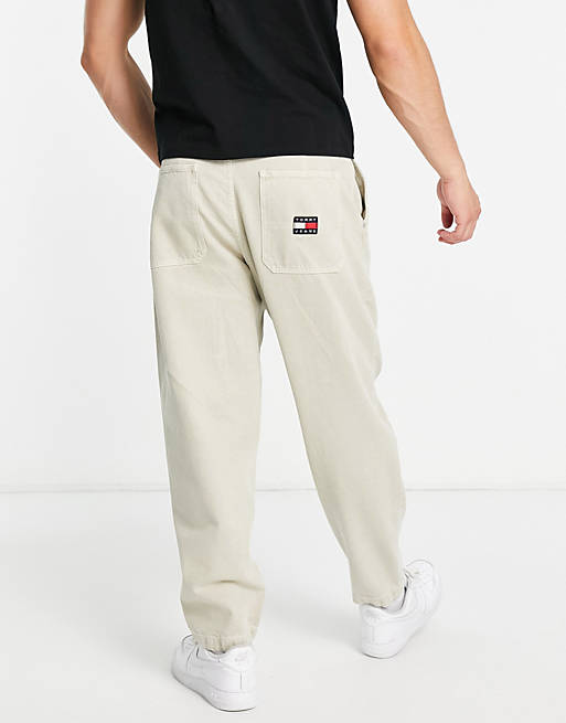 Tommy Jeans cotton bax garment dyed chinos in stone - STONE | ASOS