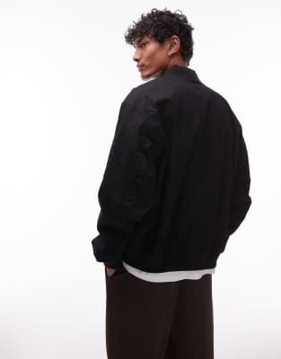 Tommy Jeans Cotton Bomber Jacket In Black