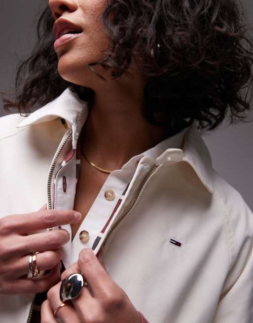 Tommy Jeans cotton bomber jacket in off white
